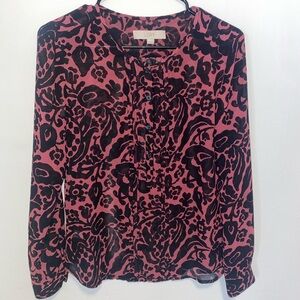 Ann Taylor Loft flower cheetah print button up